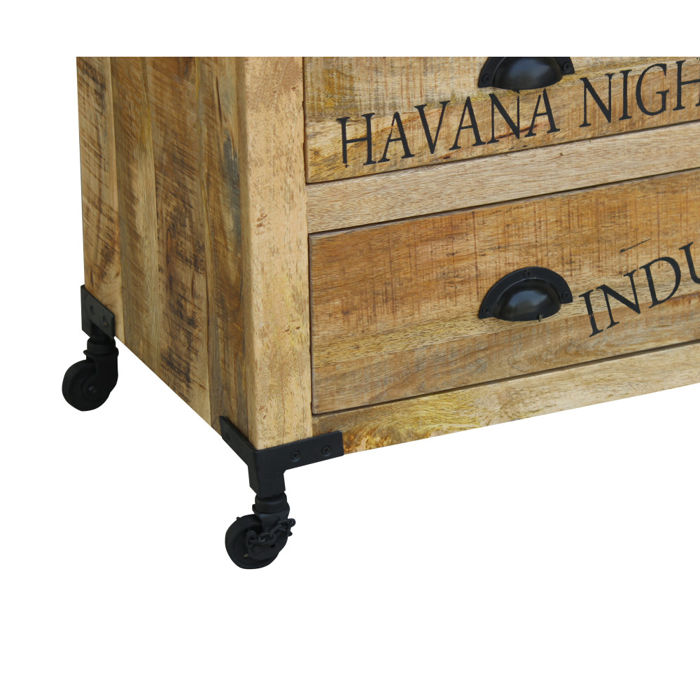Dřevěná komoda na kolečkách Havanna mango