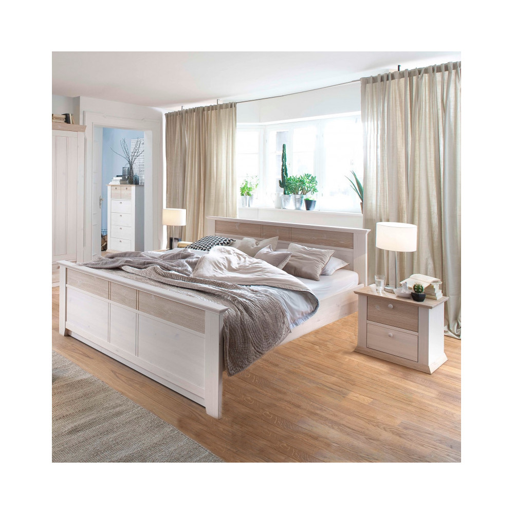 Postel z masivu 140x200 Goteborg borovice bílá