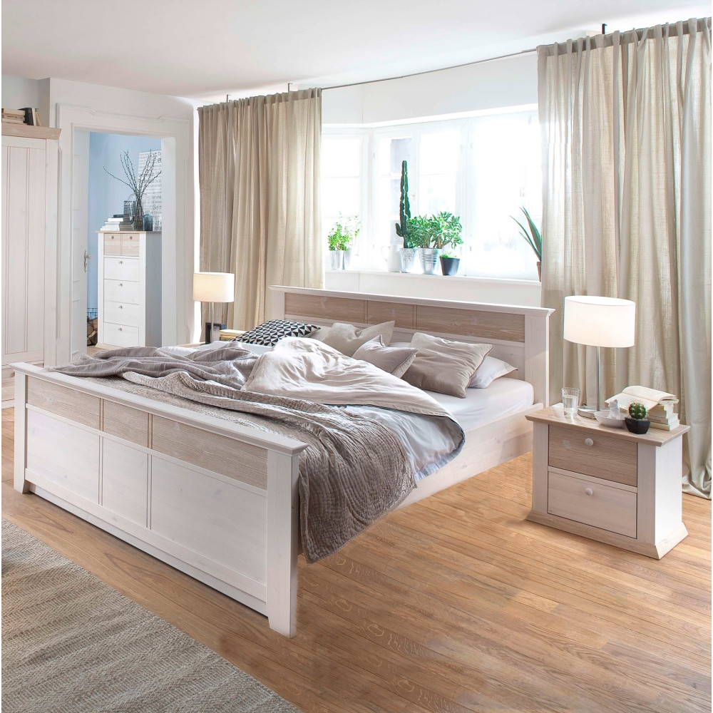 Postel z masivu 140x200 Goteborg borovice bílá