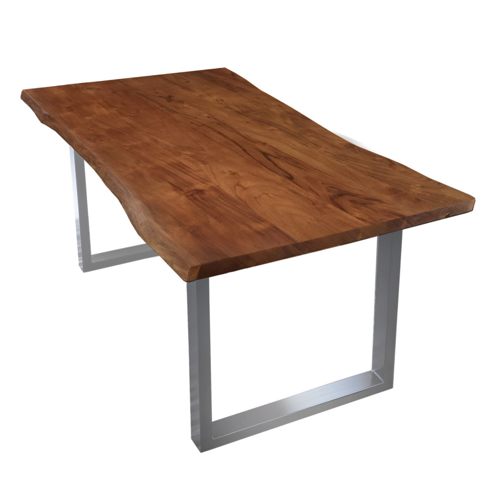 Jídelní stůl s kovovýma nohama 200x100 stříbrná ocel Andrea