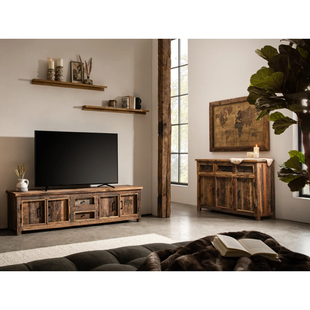 Stolek pod TV masiv 200 cm Oldwood recyklované dřevo