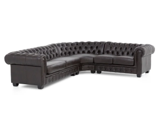 Rohová sedačka Chesterfield z pravé kůže