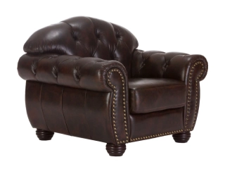 Křeslo Chesterfield pravá kůže hnědý