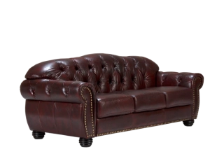 Pohovka Chesterfield II červená 3 místná pravá kůže