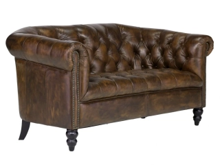 Chesterfield pohovka V 2 místná pravá kůže
