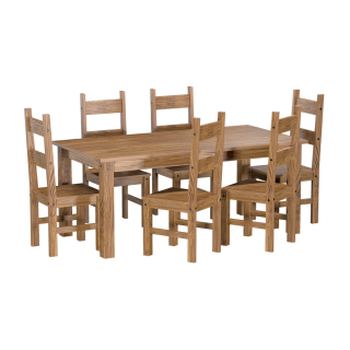 Jídelní set masiv EL DORADO 178x92 + 6 židlí borovice antik